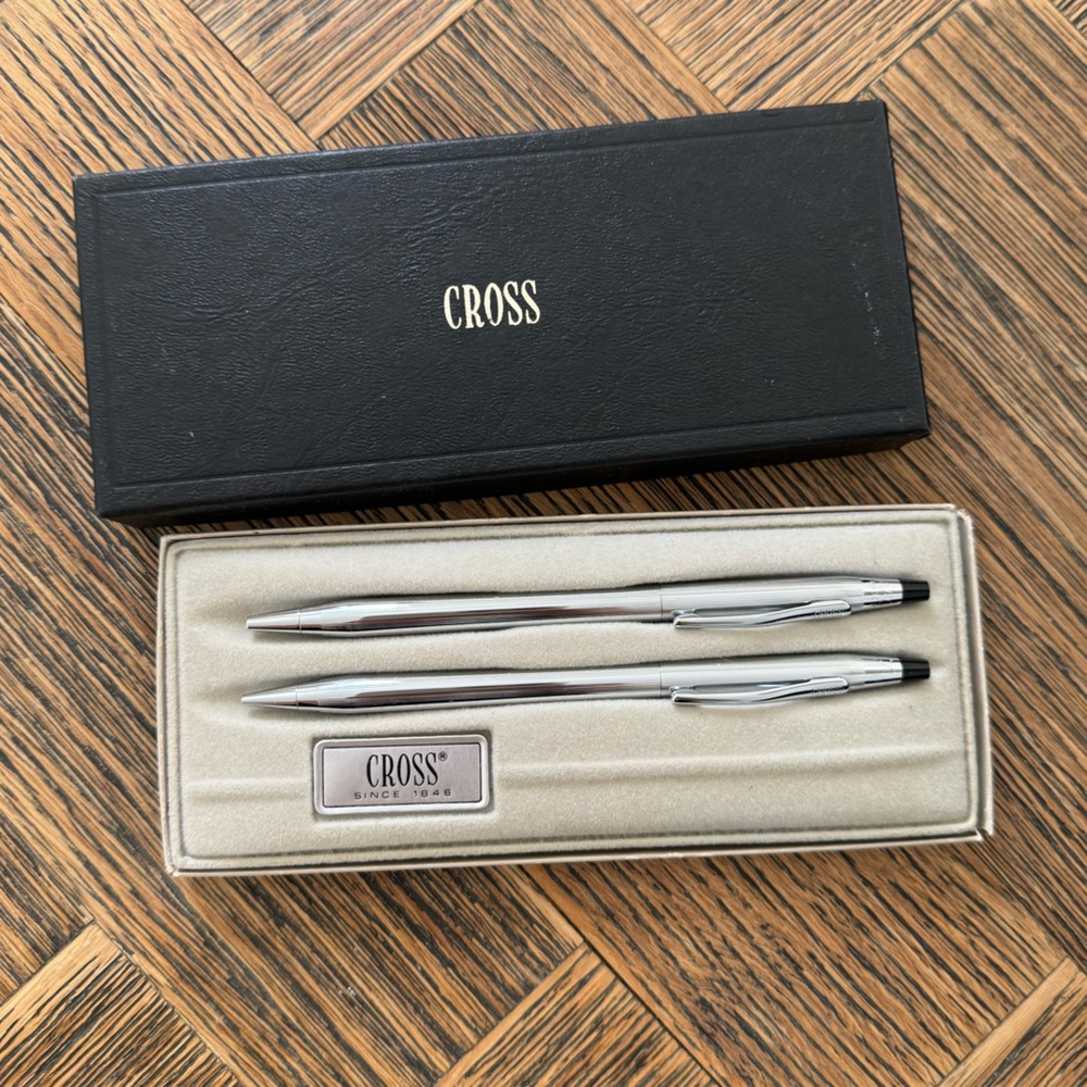 Vintage Cross Ball Pen and Pencil Set in Box Classic Black